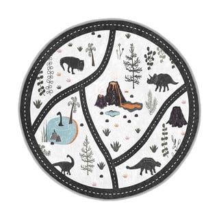 Crno-bijeli perivi dječji tepih za igru ø100 cm Dino Park – Mila Home