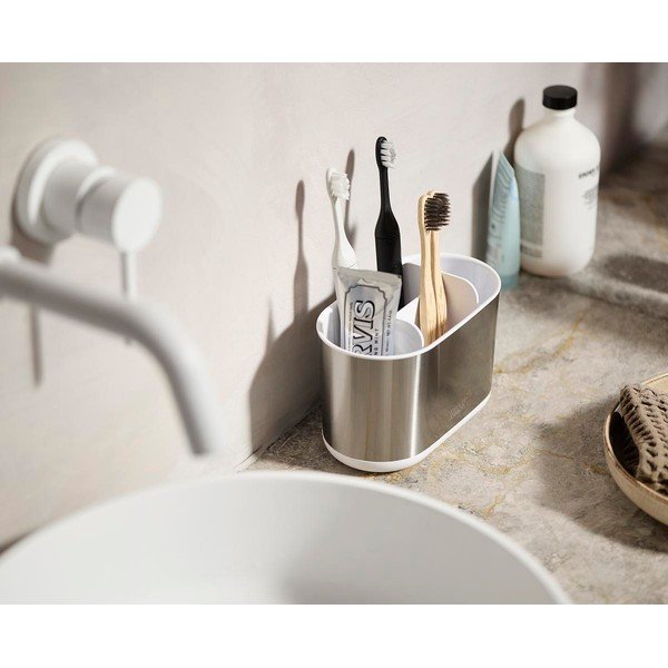 Stalak za četkice za zube od nehrđajućeg čelika u srebrnoj boji Duo Steel – Joseph Joseph-image-2