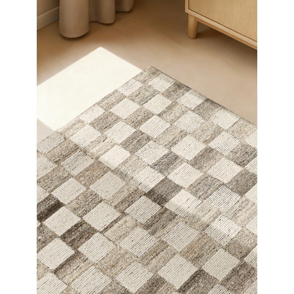 Krem ručno rađen vunen tepih 80x150 cm Boho 1.0 Quadra – Vikosa-image-4