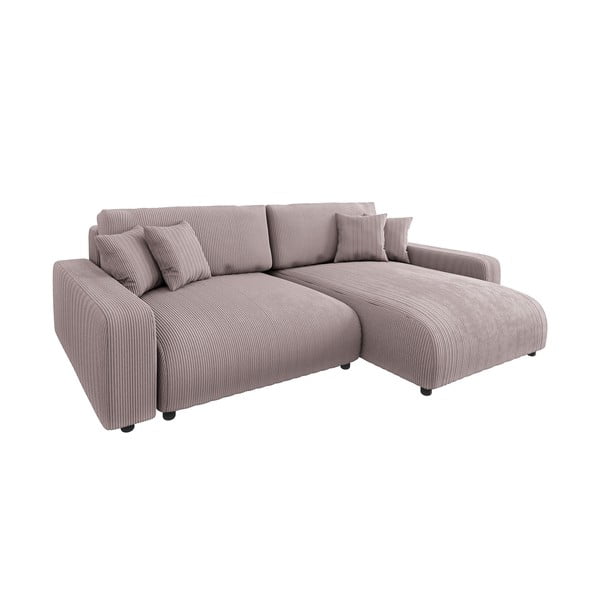 Svijetlo ružičasta sklopiva kutna garnitura od samta (promjenjiva) Sara – Ropez