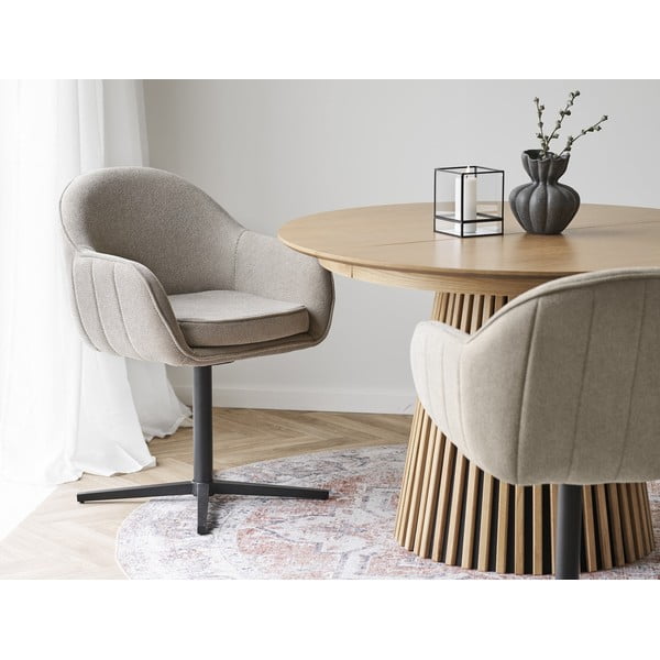 Svijetlo sive podstavljene blagovaonske stolice u setu s naslonima za ruke 2 kom Tamera – House Nordic-image-1