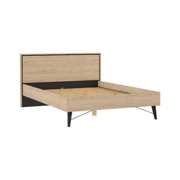 Bračni krevet u dekoru hrasta s podnicom 140x200 cm u prirodnoj boji Ry – Tvilum-image-2