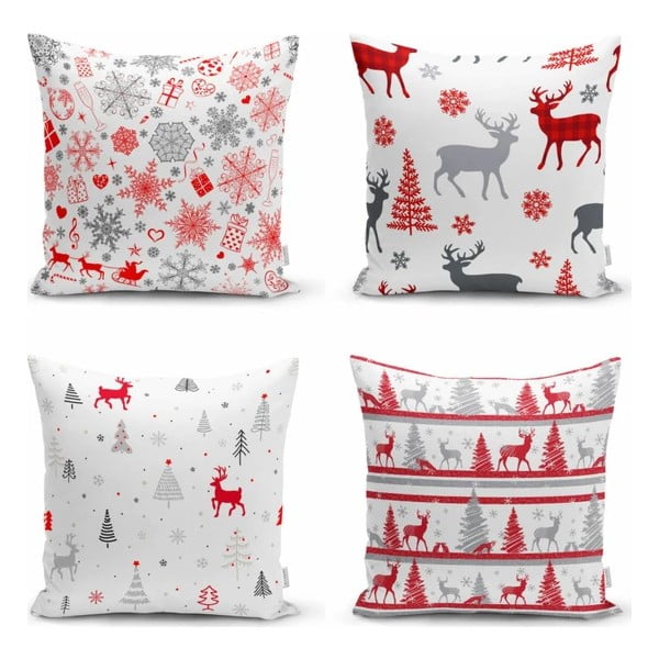 Ukrasne jastučnice u setu 4 kom s božićnim motivom 43x43 cm Snowflakes – Mila Home