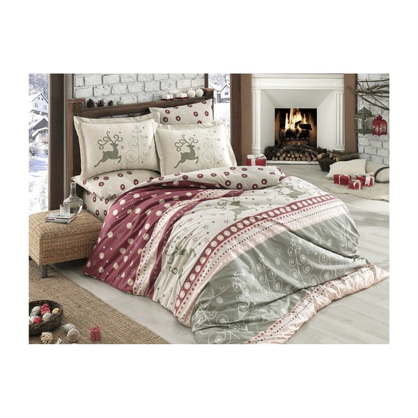 Božićna posteljina za bračni krevet s posteljinom Francesca, 160 x 220 cm