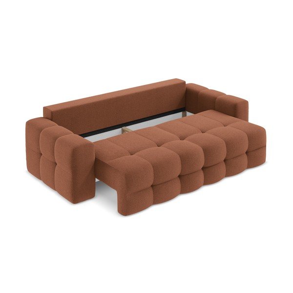 Sklopiva sofa od bouclé tkanine boja terakote 255 cm Milu – Makamii-image-4