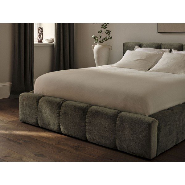 Zeleni tapecirani bračni krevet s prostorom za odlaganje s podnicom 160x200 cm Lupine – Micadoni -image-1
