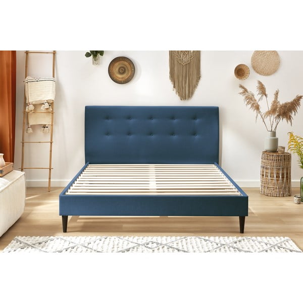 Plavi bračni krevet Bobochic Paris Rory Dark, 160 x 200 cm-image-1