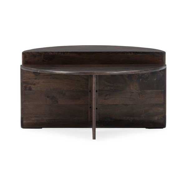 Tamno smeđi okrugao stolić za kavu od masivnog manga ø 80 cm Divya – MOME-image-1