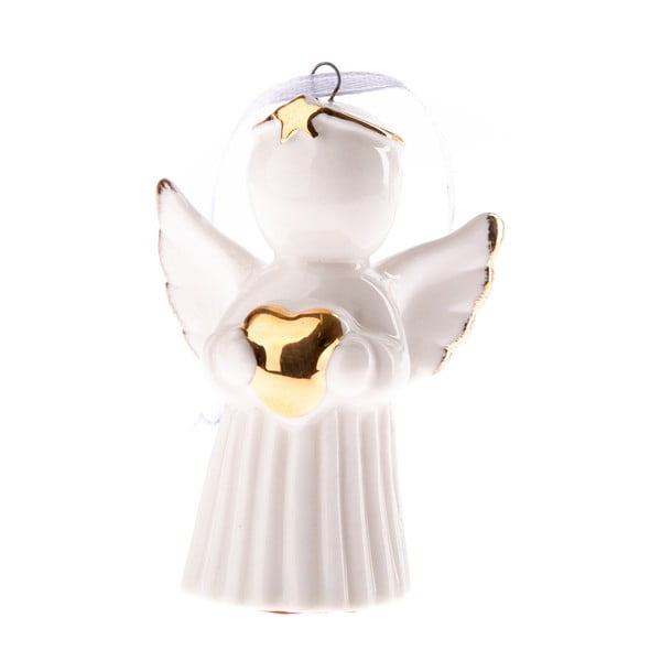 Bijeli porculanski viseći anđeo s Daklovim srcem