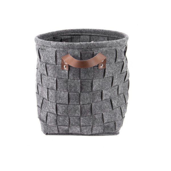 Tamno siva košara za pohranu s kožnim ručkama PT LIVING Storage, ⌀ 34 cm-image-1