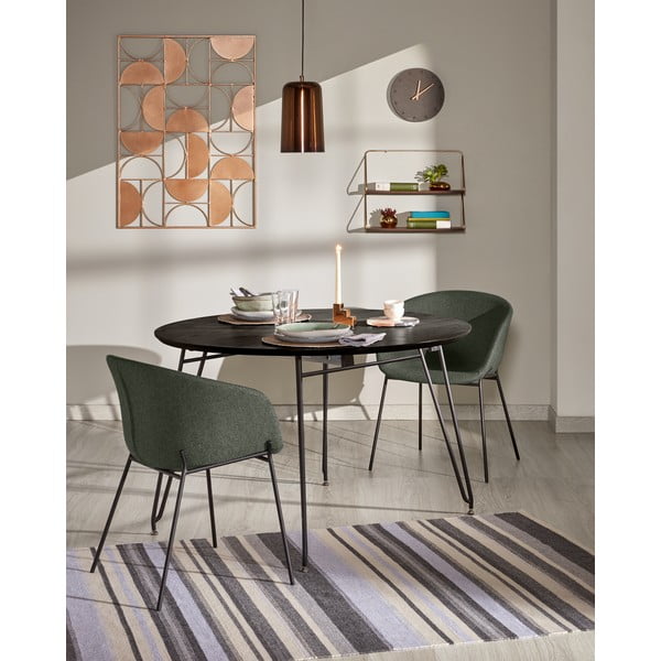 Okrugli proširivi blagovaonski stol s pločom stola u dekoru jasena ø 120 cm Norfort – Kave Home-image-3