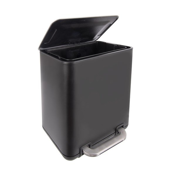 Crna kanta za smeće od nehrđajućeg čelika s pedalom 20 l Black – Orion-image-2