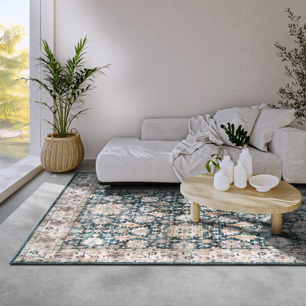 Plavi tepih 160x230 cm Saveh Blue Cream – Elle Decoration-image-1