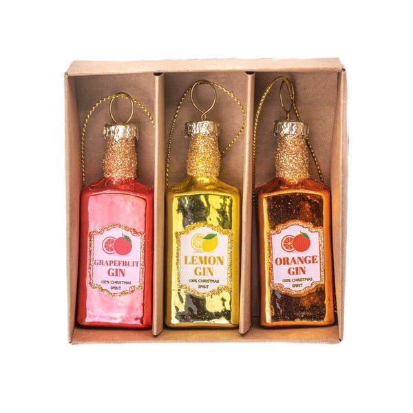 Stakleni ukrasi za božićno drvce u setu 3 kom ø 3 cm Gin Bottle – Sass & Belle-image-1