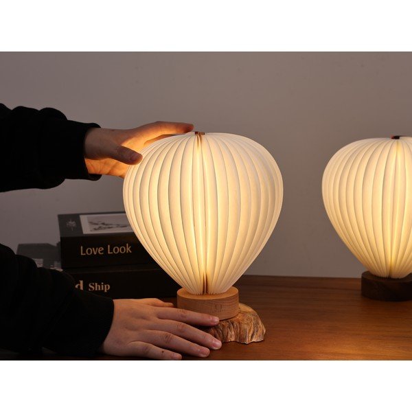 Bijela LED stolna lampa s mogućnosti zatamnjivanja s papirnim sjenilom (visina 20 cm) Aeris – Gingko-image-3