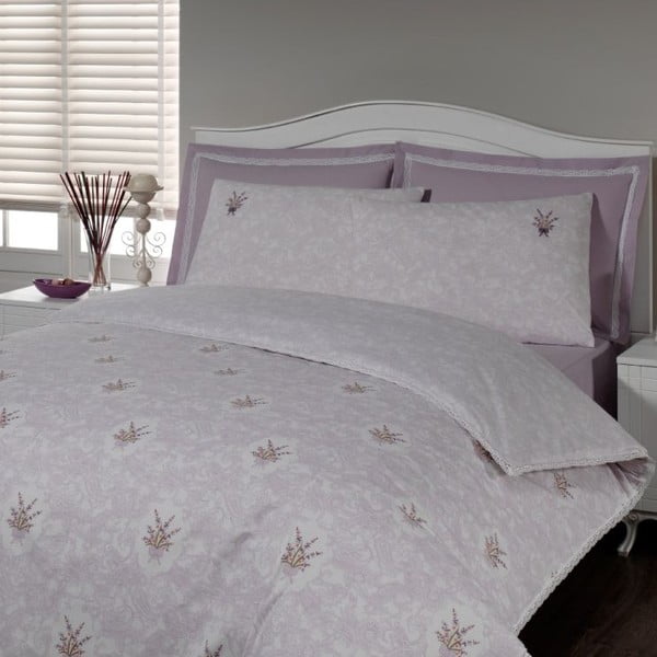 Komplet posteljine i plahti In Love Lavender, 160x220 cm