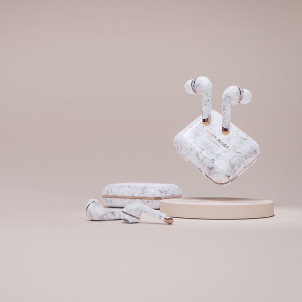 Bežične slušalice u bijeloj mramornoj boji Happy Plugs Air 1 Plus In-Ear-image-4