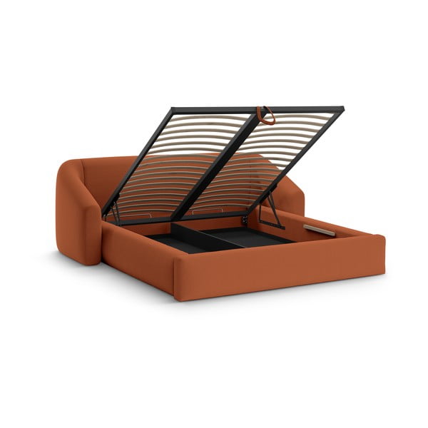 Ciglasti tapecirani bračni krevet s prostorom za odlaganje s podnicom 180x200 cm Campi – Cosmopolitan Design-image-2