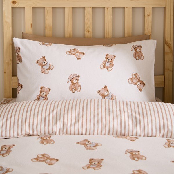 Krem flanelska dječja posteljina za krevet za jednu osobu 120x150 cm Brushed Teddy Bear – Catherine Lansfield-image-3