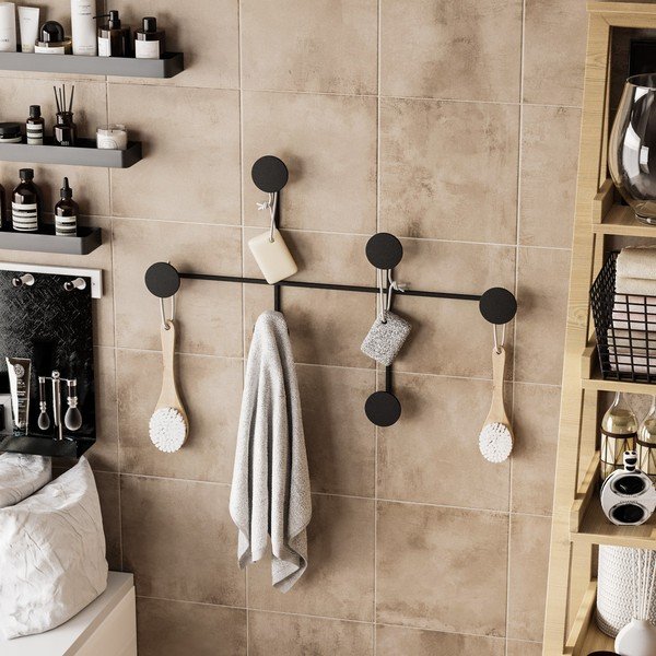 Crna metalna zidna vješalica Dama – Kalune Design-image-3