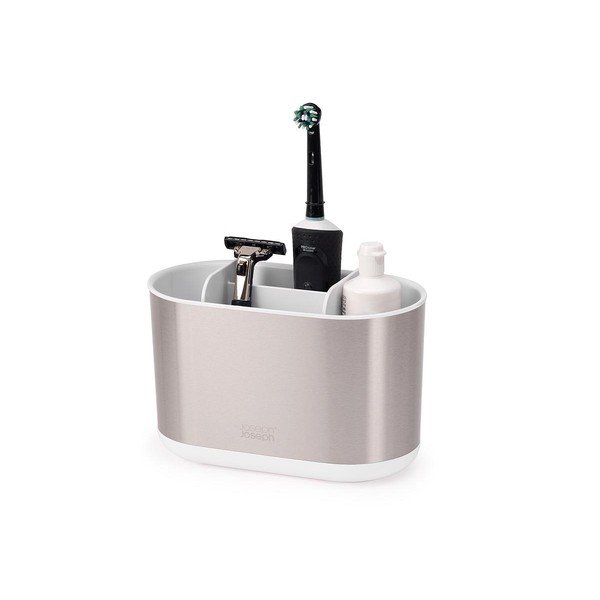 Stalak za četkice za zube od nehrđajućeg čelika u srebrnoj boji Duo Steel – Joseph Joseph