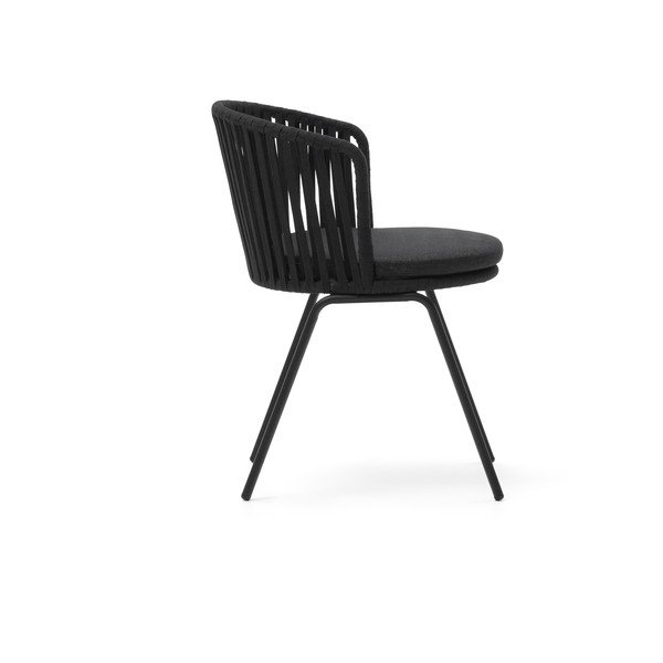 Crna metalna vrtna stolica Saconca - Kave Home-image-3