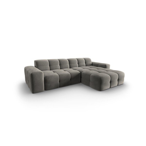 Siva baršunasta kutna garnitura (desni kut) Kendal - Micadoni Home-image-3