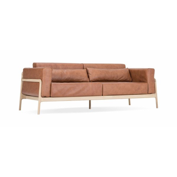 Kauč od smeđe bivolje kože s masivnom hrastovom konstrukcijom Gazzda Fawn, 240 cm-image-2