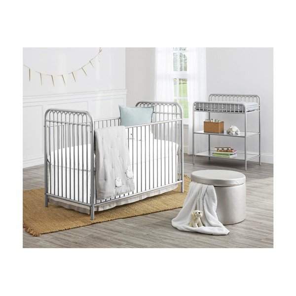 Svijetlo siva metalna visoka dječja komoda s promjenjivim stolom 87x102 cm Monarch Hill – Støraa-image-3