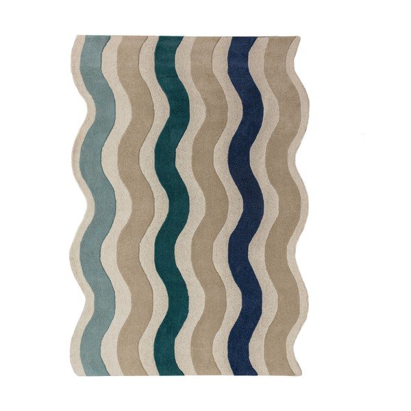 Plavi ručno rađen vunen tepih 140x200 cm Cascade Wool – Flair Rugs