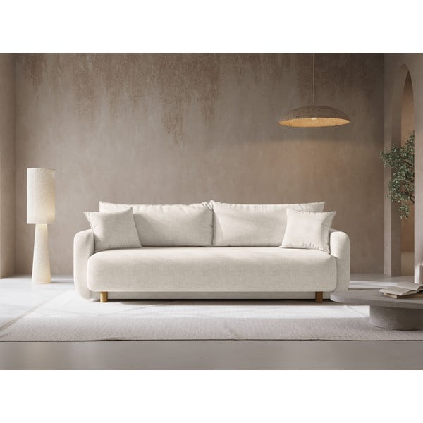 Krem sklopiva/s prostorom za odlaganje sofa 231 cm Elen – Micadoni -image-1