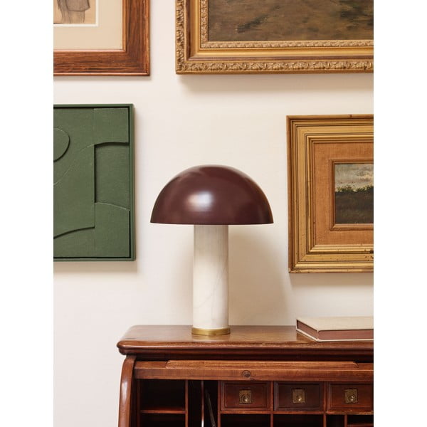 Bijela/tamno smeđa mramorna stolna lampa s metalnim sjenilom (visina 43 cm) Zorione – Kave Home-image-1
