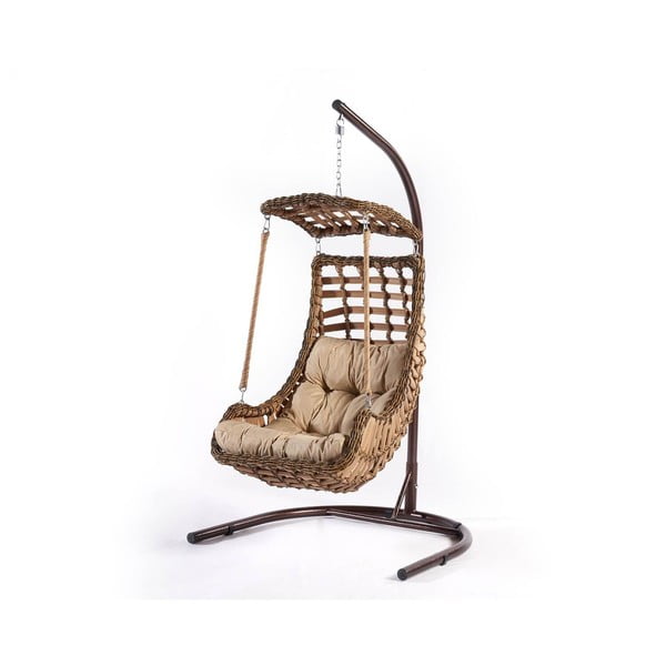Smeđa viseća vrtna fotelja od ratana Alacati – Floriane Garden