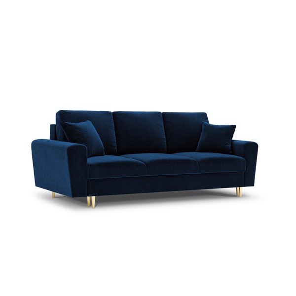 Plava baršunasti sklopiva/s prostorom za odlaganje sofa 235 cm Kyoto – Cosmopolitan Design-image-1