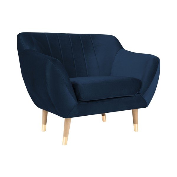 Tamnoplava baršunasta fotelja Mazzini Sofas Benito-image-2