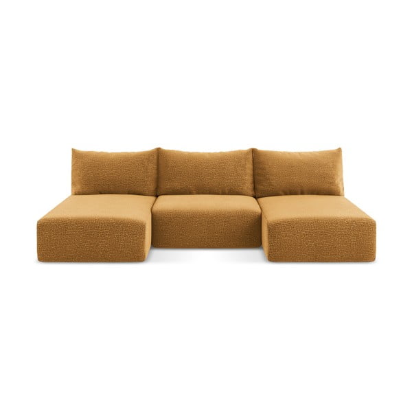 Narančasta sklopiva/s prostorom za odlaganje kutna garnitura Kalena – Makamii