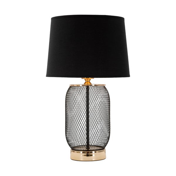 Crna/u zlatnoj boji stolna lampa s tekstilnim sjenilom (visina 47 cm) Chaine – Mauro Ferretti