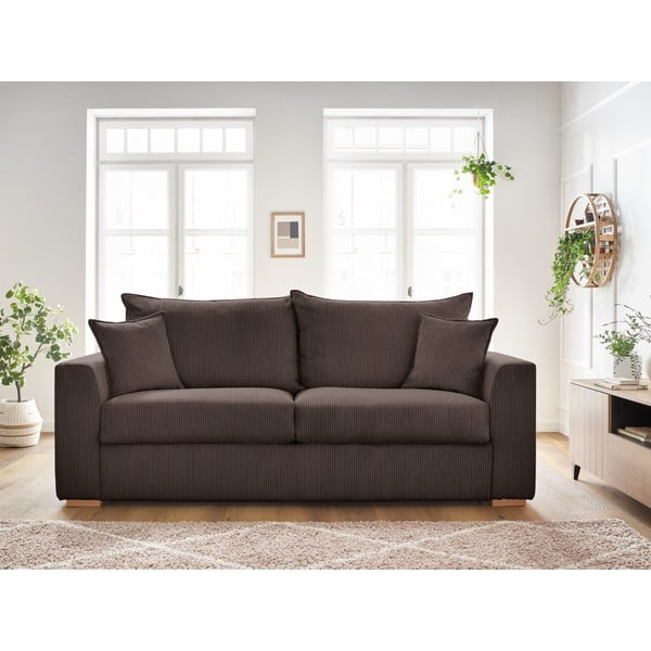 Smeđa sklopiva sofa od samta 225 cm Augustin – Bobochic Paris-image-1