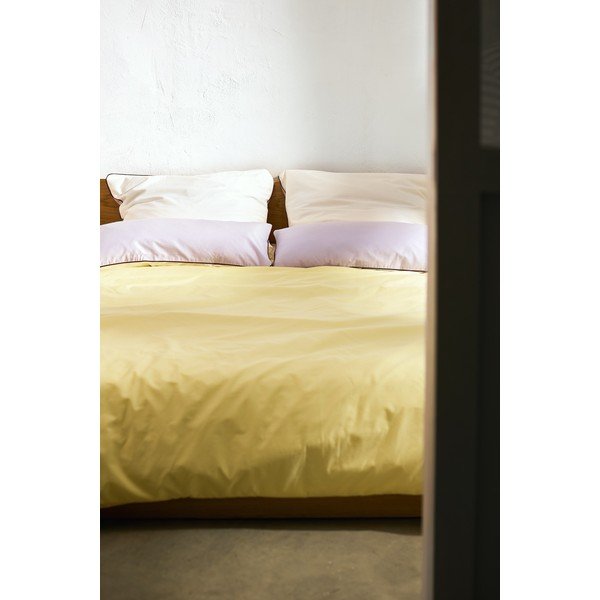 Žuta  navlaka za poplun za krevet za jednu osobu od pamučnog satena 140x200 cm Oba – noo.ma-image-3