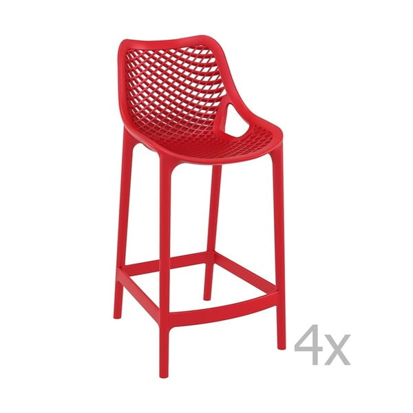 Set od 4 crvene barske stolice Resol Grid, visina 65 cm