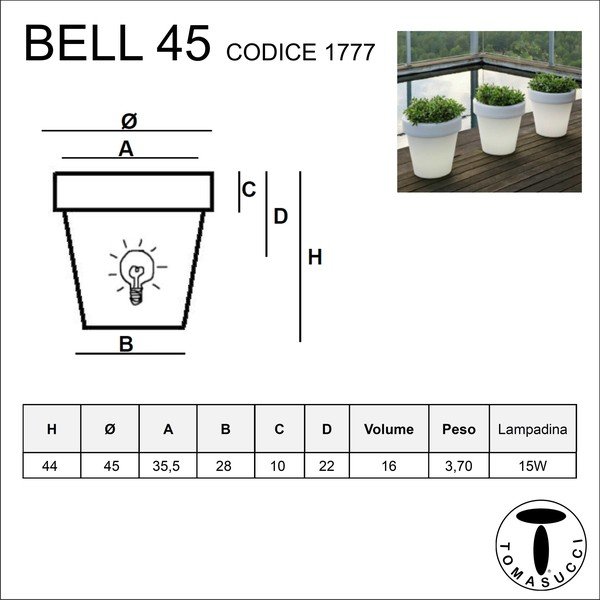Bijela saksija s pozadinskim osvjetljenjem Tomasucci Classic, ⌀ 45 cm-image-2