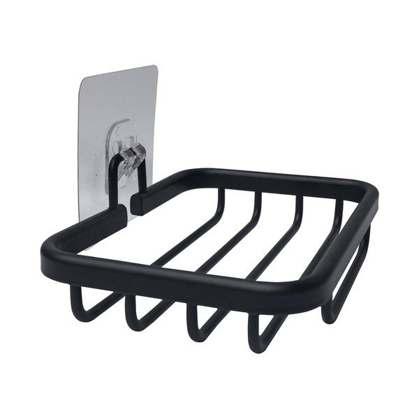 Mat crna metalna posuda za sapun s postavljanjem bez bušenja Filaire Aluminium – douceur d'intérieur-image-1