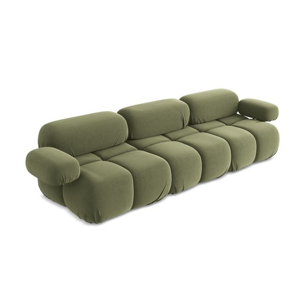 Svijetlo zelena baršunasti sofa 285 cm Lokua – Makamii-image-1