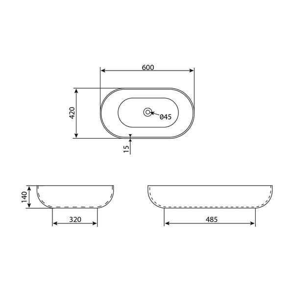 Bijeli keramički umivaonik Sapho Caleo, 60 x 42 cm-image-3