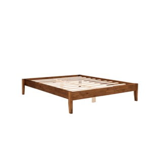 Bračni krevet od masivne smreke s podnicom 140x200 cm u prirodnoj boji/tamno smeđi Galaksi – Kalune Design