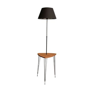 Crna/u prirodnoj boji stojeća svjetiljka s tekstilnim sjenilom (visina 147 cm) – Opviq lights