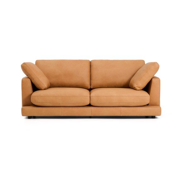 Smeđa kožna sofa 210 cm Gala – Kave Home-image-2