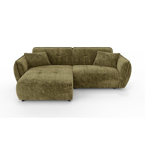 Zelena kutna garnitura od šenila (s lijevim kutom/s ležaljkom) Nelia – Ropez