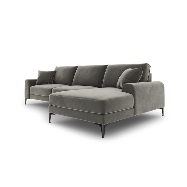 Svijetlosiva baršunasta kutna garnitura Mazzini Sofas Madara, desni kut-image-4