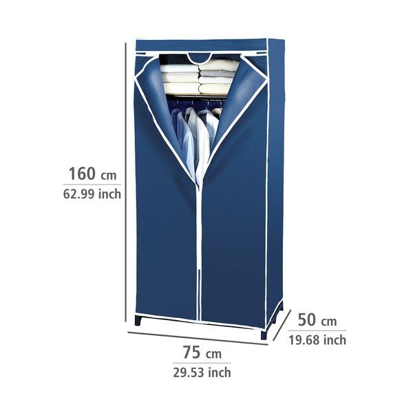 Plavi platneni ormar za pohranu Wenko, 160 x 50 x 75 cm-image-2